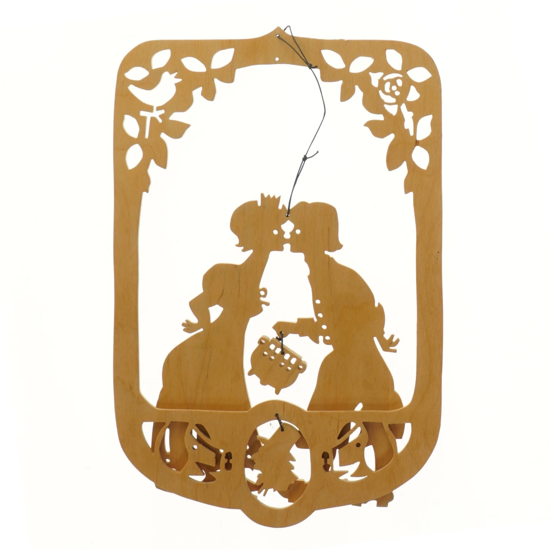 Træudsmykning med kyssende par (str. 36x23 cm)