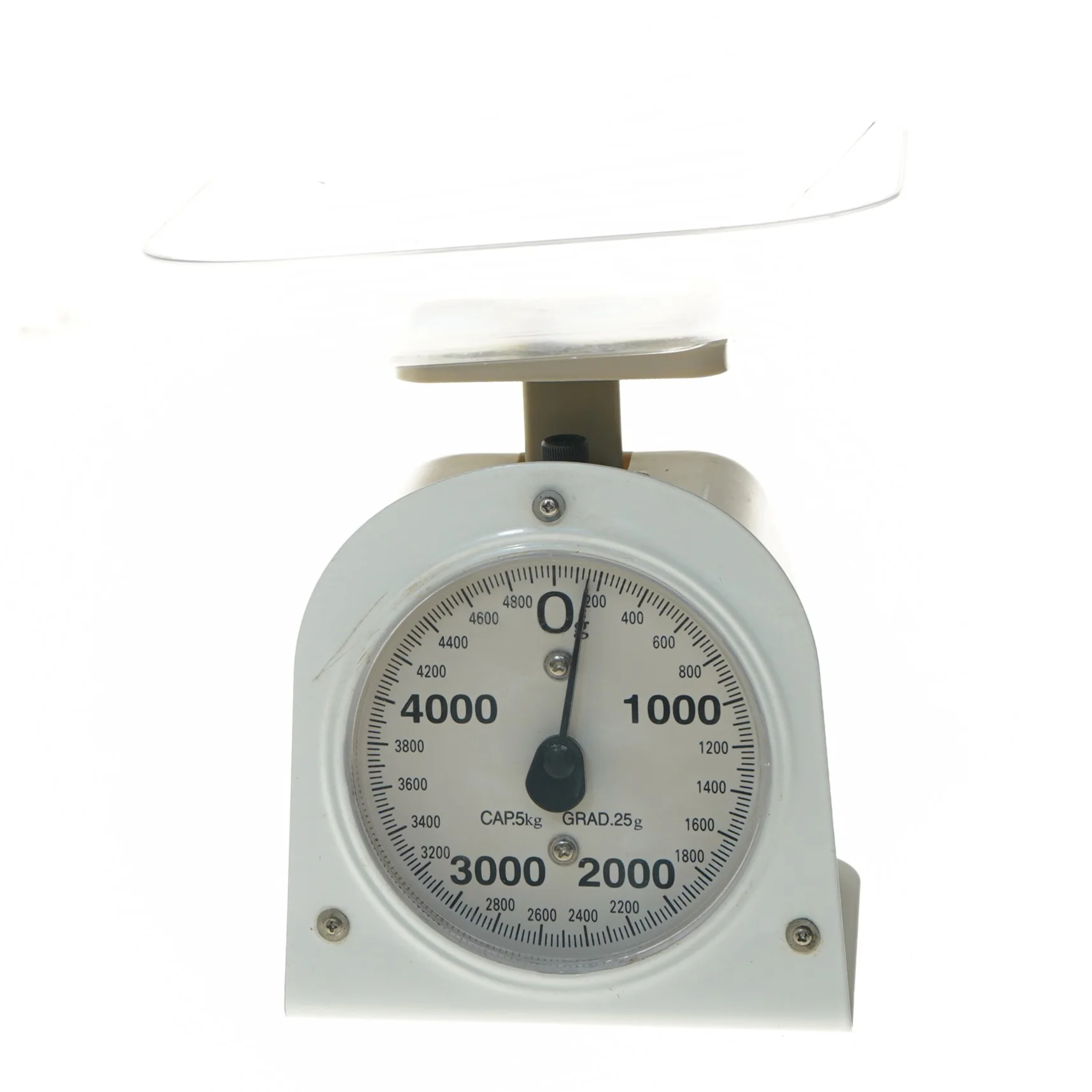 Gammeldags køkkenvægt 5kg, flot stand (str. 19 cm)