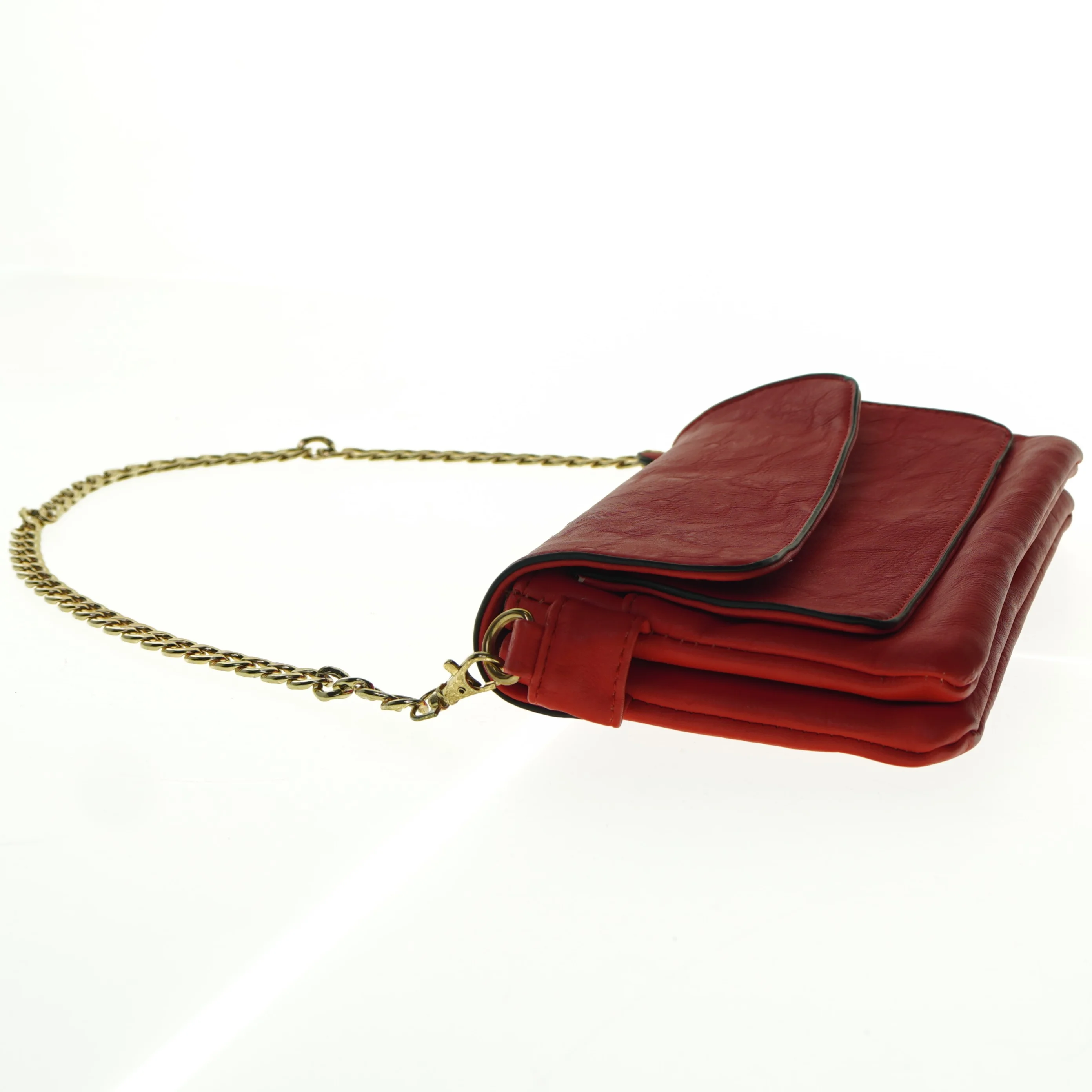 Rød skuldertaske i læder (str. 29 x 16 cm)