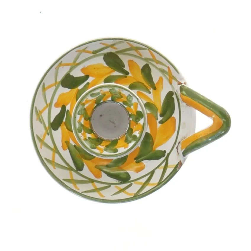 Keramik lysestage med blomstermønster (str. 12 cm)