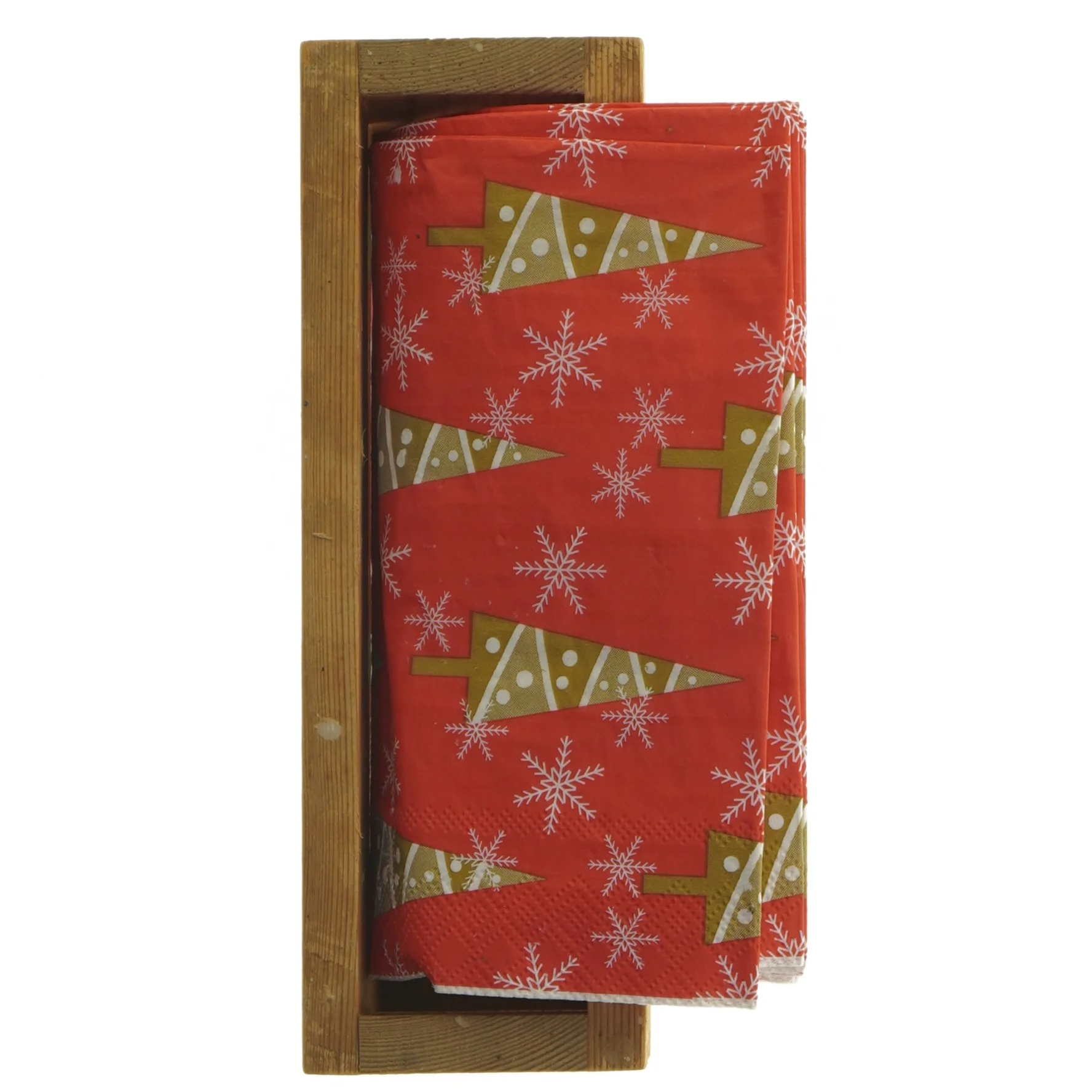 Træserviet holder med juleservietter (str. 10,5x7x20 cm)