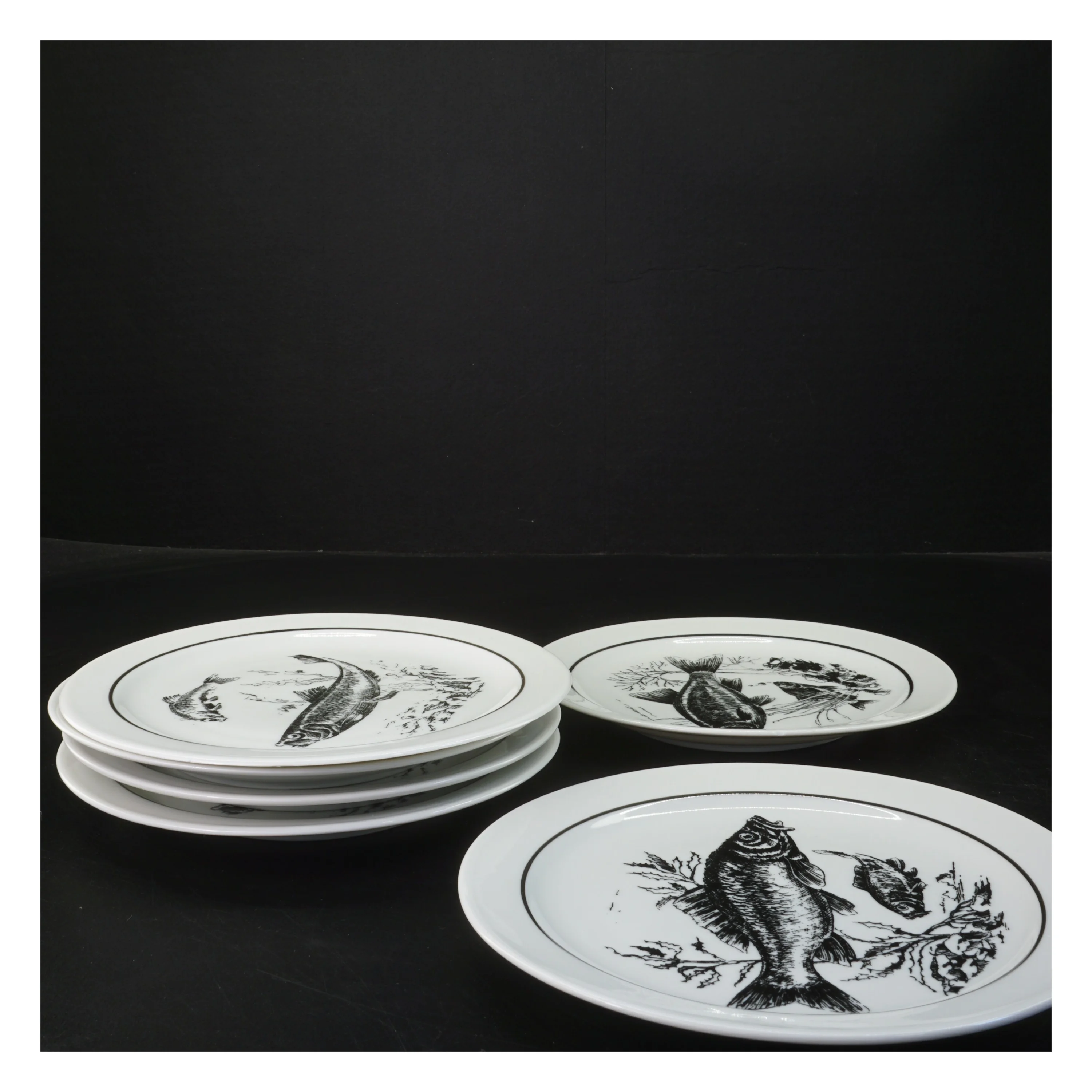 Fisketallerkener fra Inglasur - 6 stk (str. Ø 19 cm)