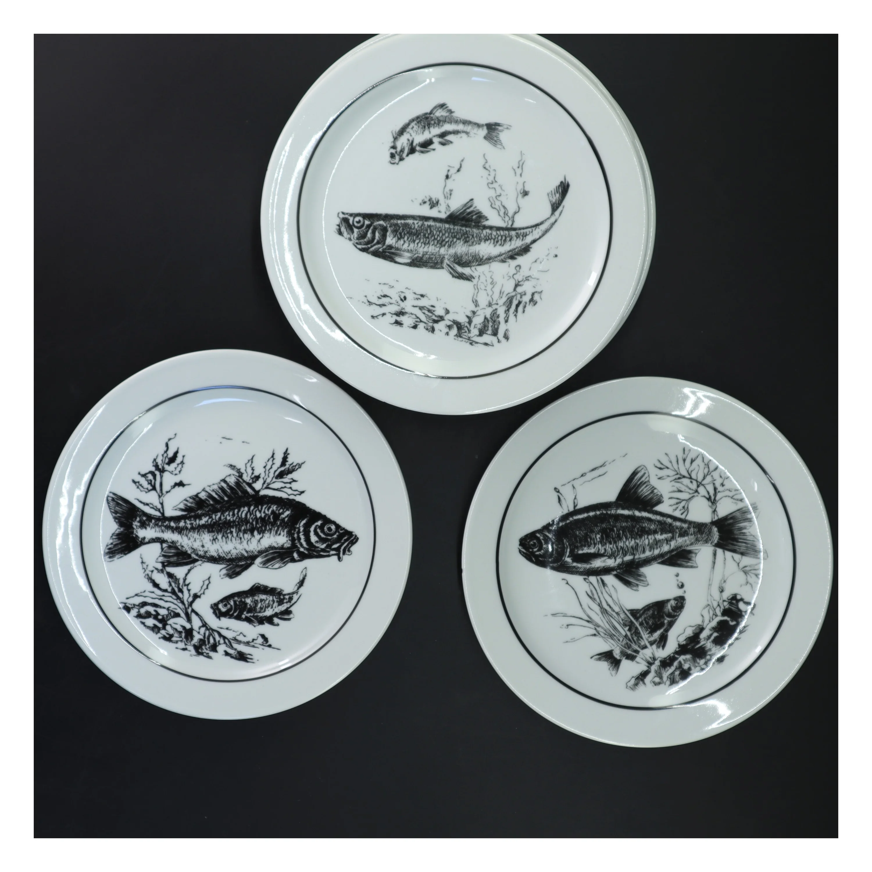 Fisketallerkener fra Inglasur - 6 stk (str. Ø 19 cm)