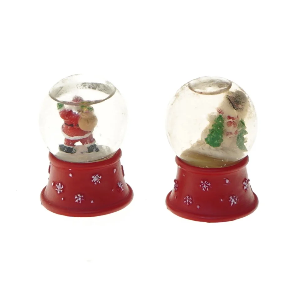 Røde sneglober med julemænd (str. 6,5 cm)