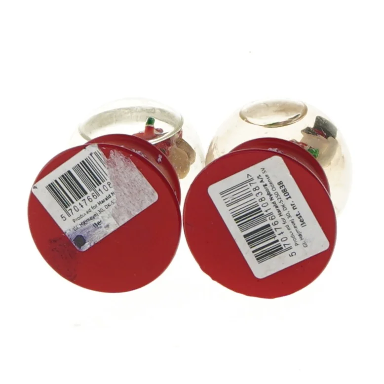 Røde sneglober med julemænd (str. 6,5 cm)