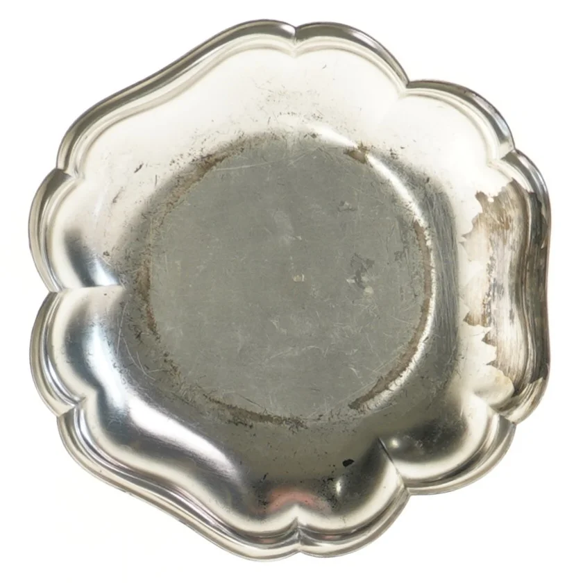 Antikt fad i pletsølv Ø 16 cm (str. Ø 16 cm)