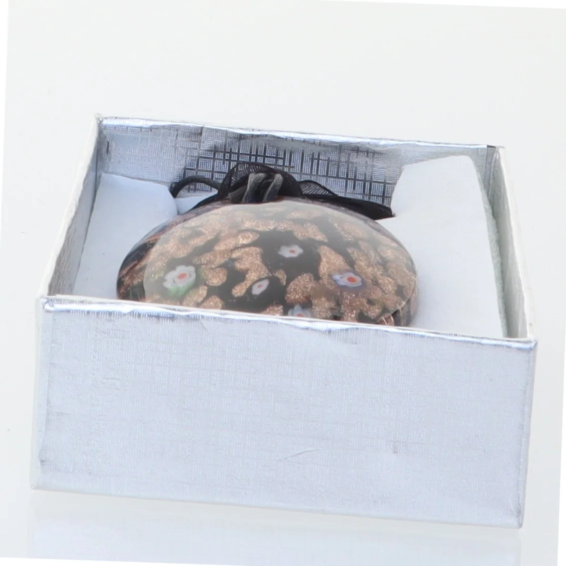 Halskæde med håndlavet italiensk glassmykke (str. Kasse 9 x 6 cm)