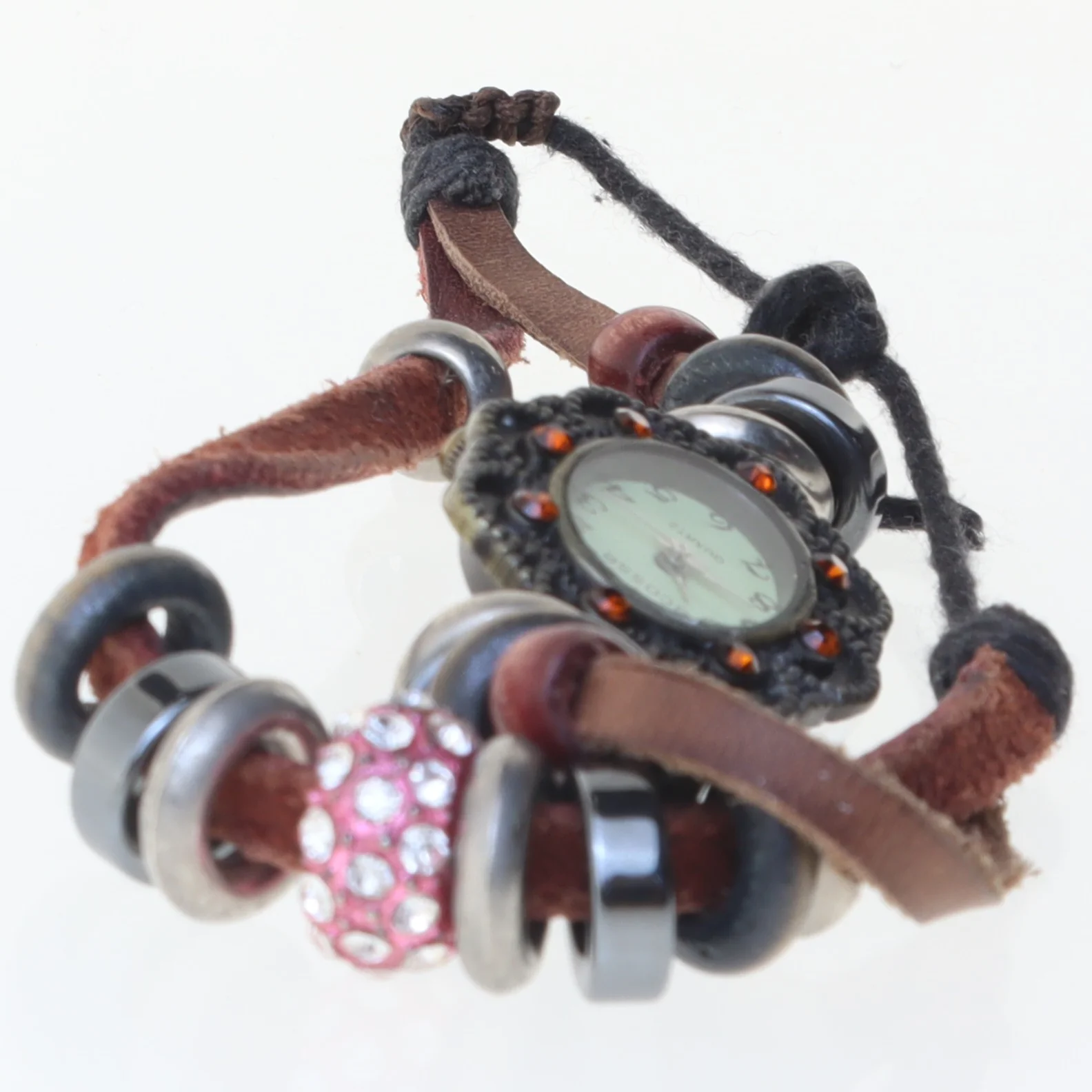 Armbåndsur med læderrem fra Cluci (str. 13 cm)