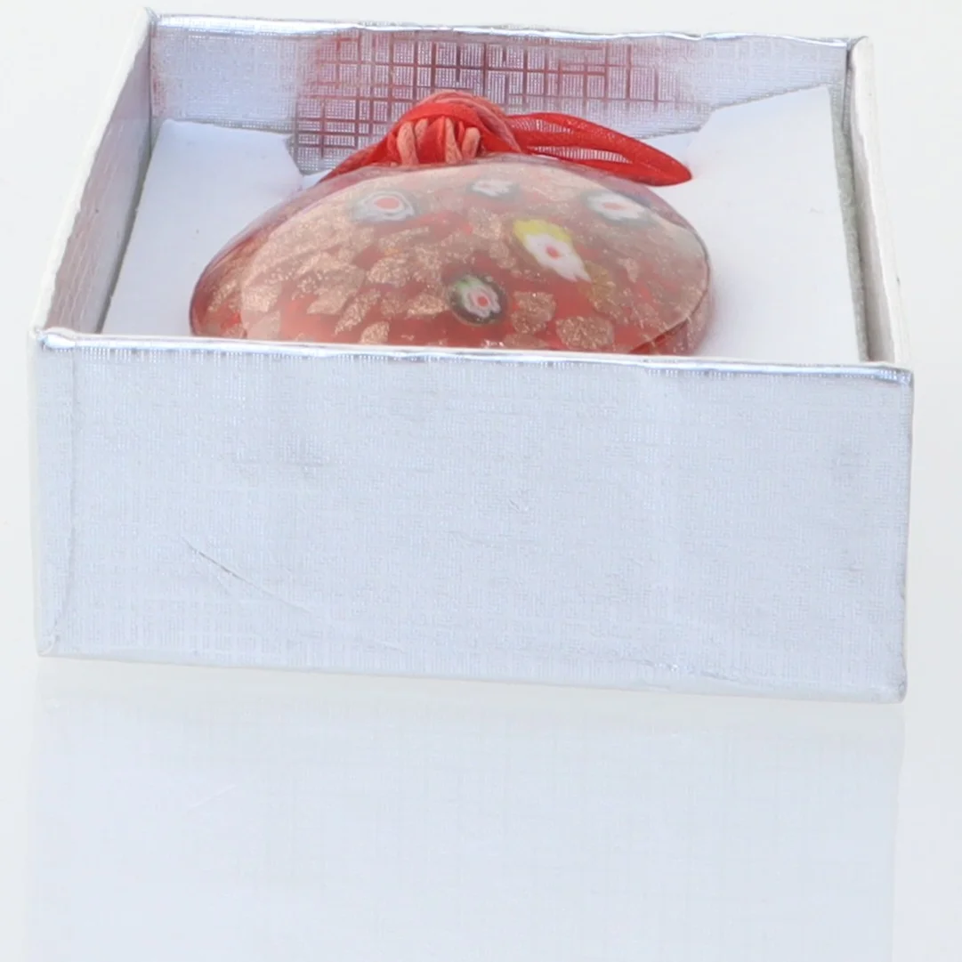 Halskæde med håndlavet italiensk glassmykke (str. Kasse 9 x 6 cm)