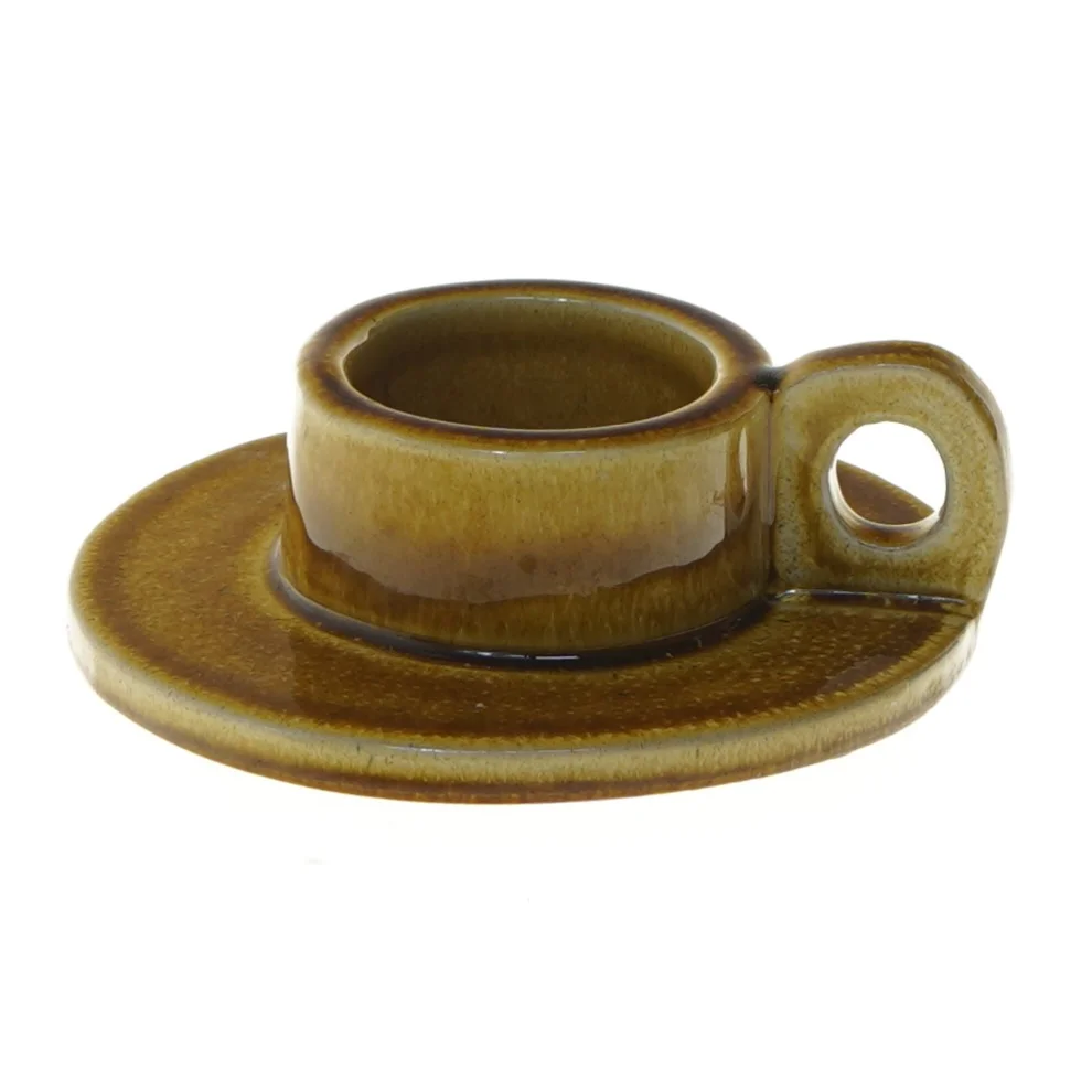 Keramisk lysestage med håndtag fra Lygtemose (str. 13 cm)