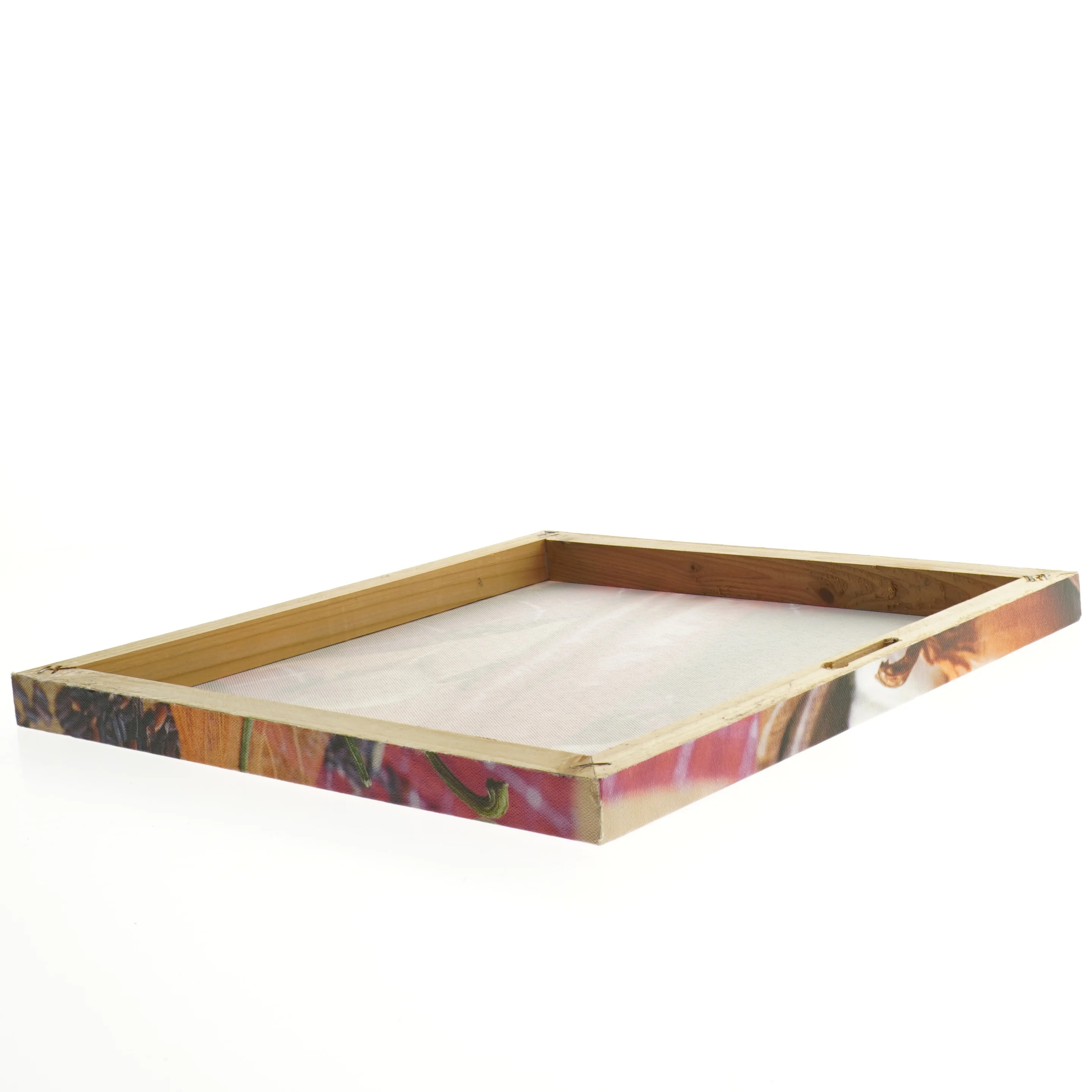 Lærredstryk med madmotiv (str. Størrelsen er ikke angivet, men virker som en standard mellemstor lærredsprint.)