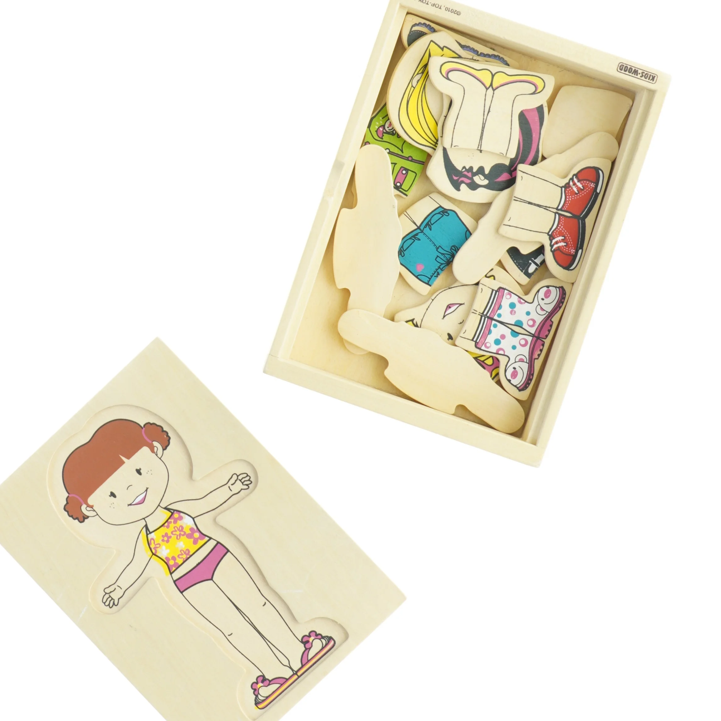 Træpuslespil påklædningsdukke (str. 20 x 14 cm)