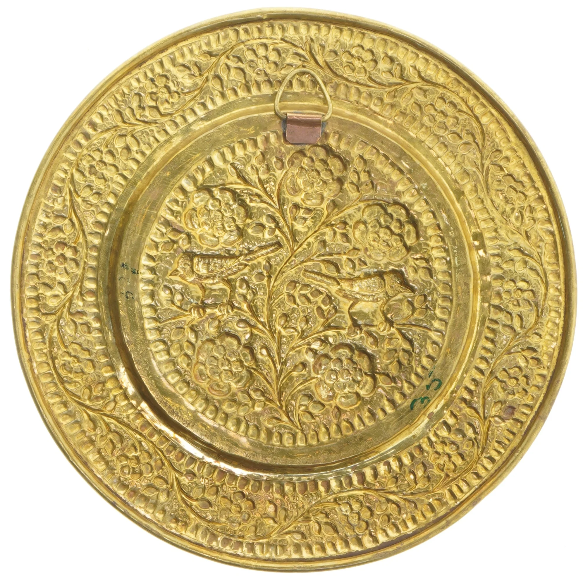 Dekorativt vægophæng i messing (str. Ø 25,5x0,5 cm)