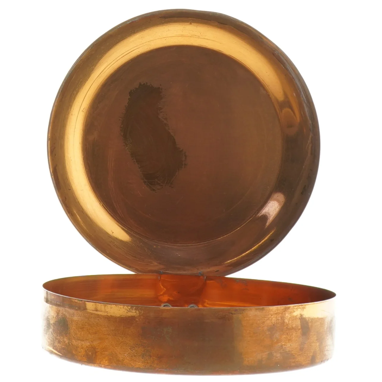 Kobber varme pande med håndtag (str. 45x13 cm)