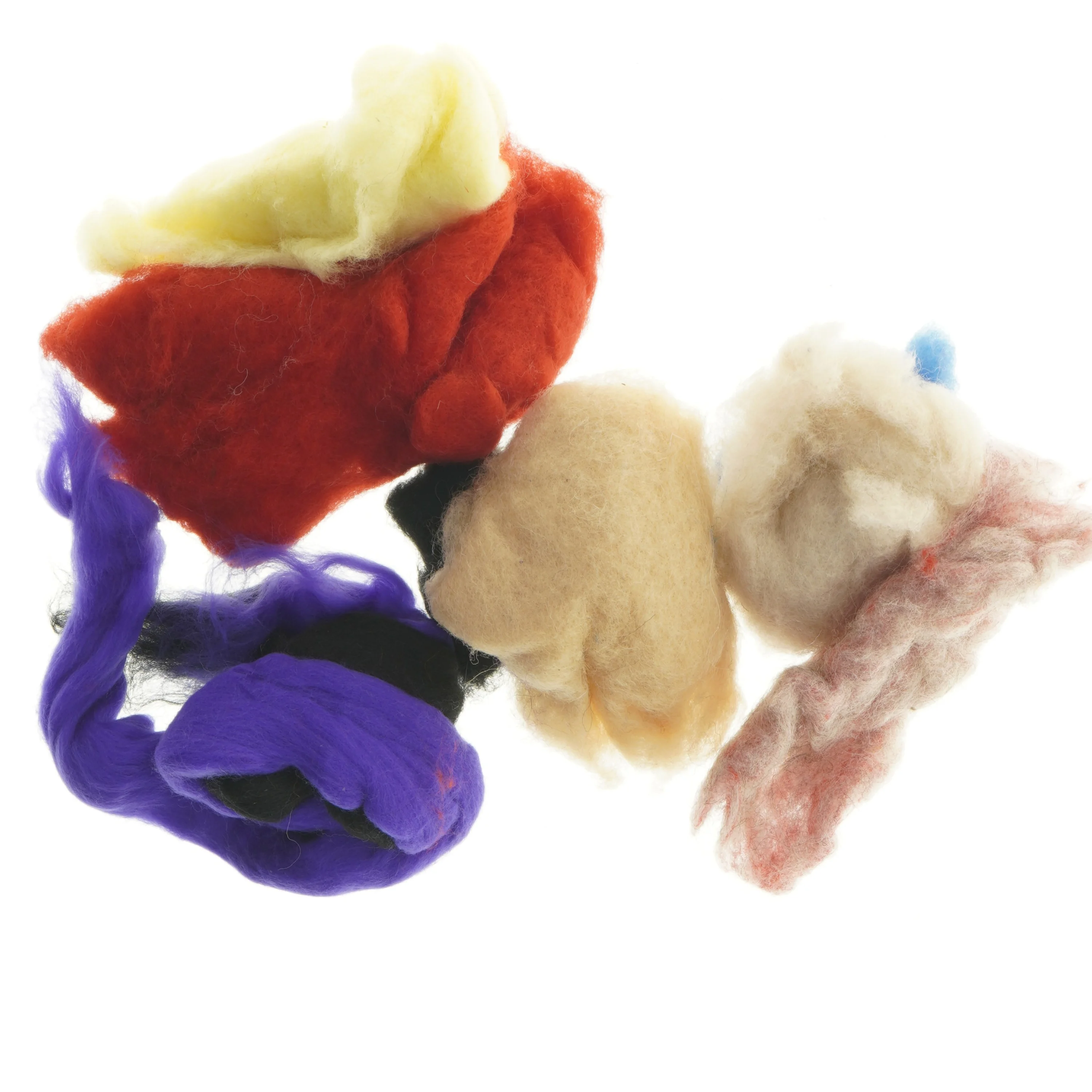 Forskellige farver uld til filtning
