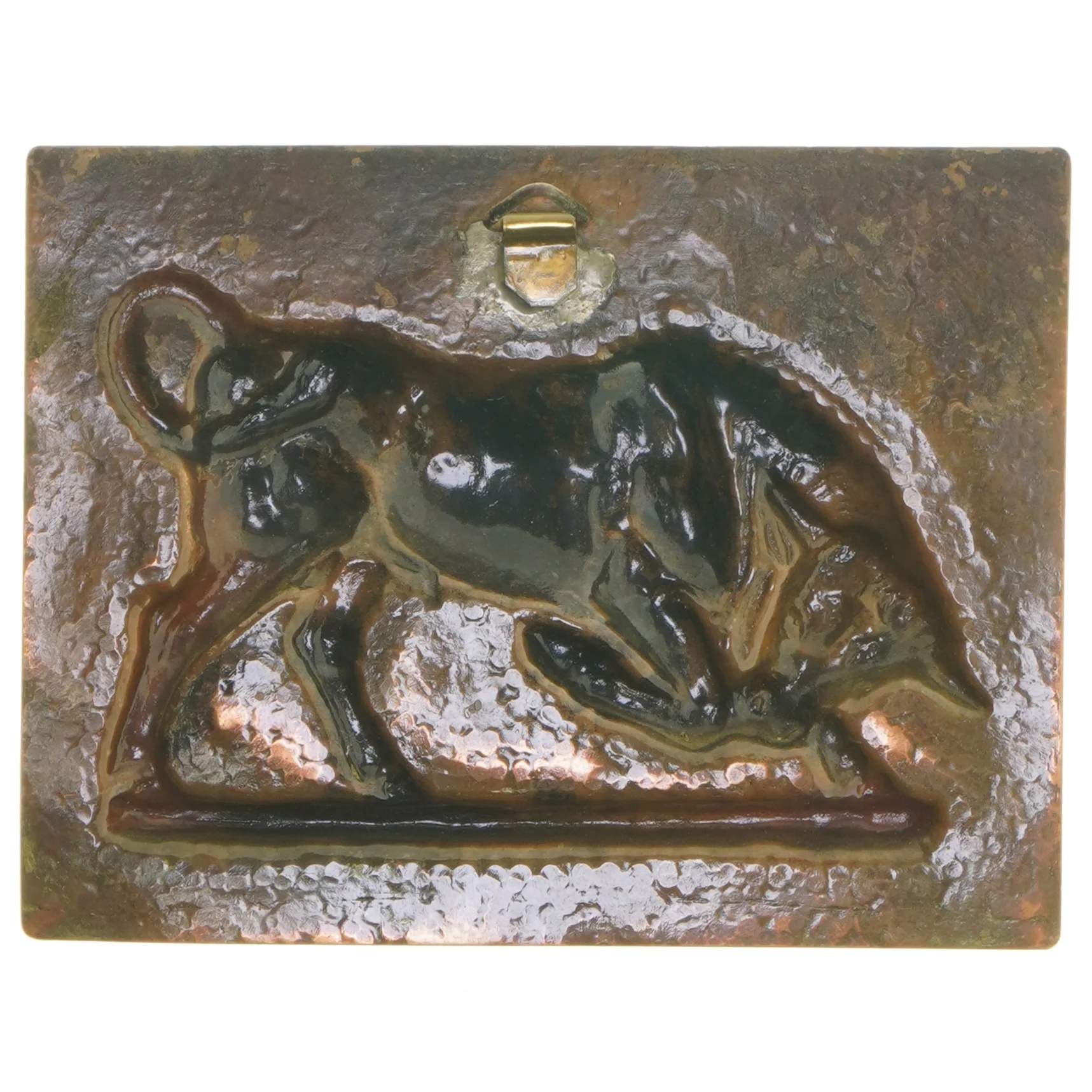 Relief i kobber, tyr motiv (str. 21x16 cm)