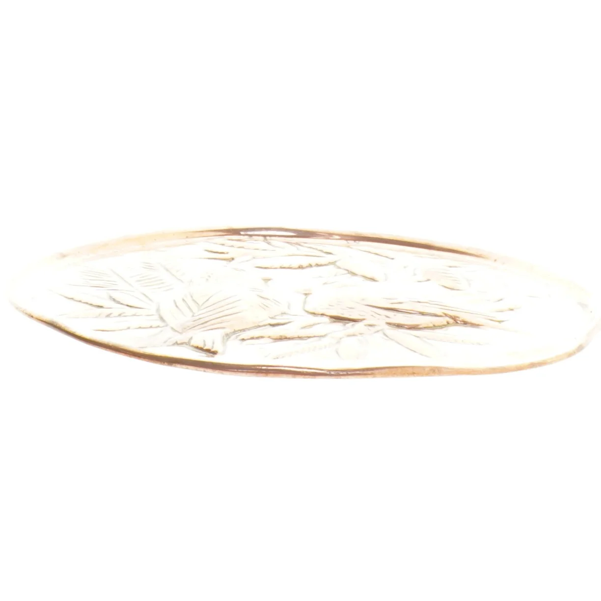 Dekorativ kobber relief med fuglemotiv (str. Ø 18,5x0,5 cm)