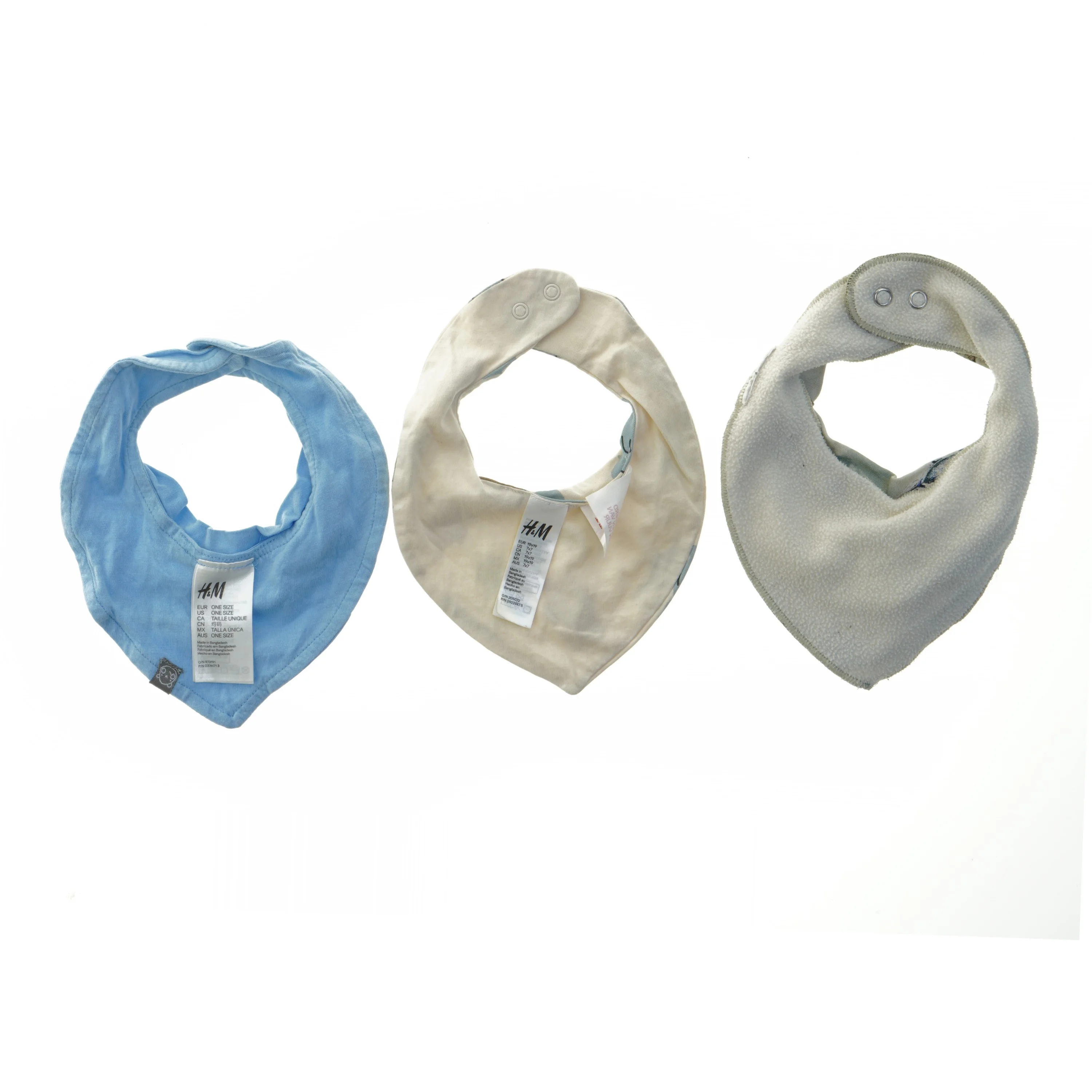 Baby hagesmække, sæt af 3 fra H&M (str. 23 cm)