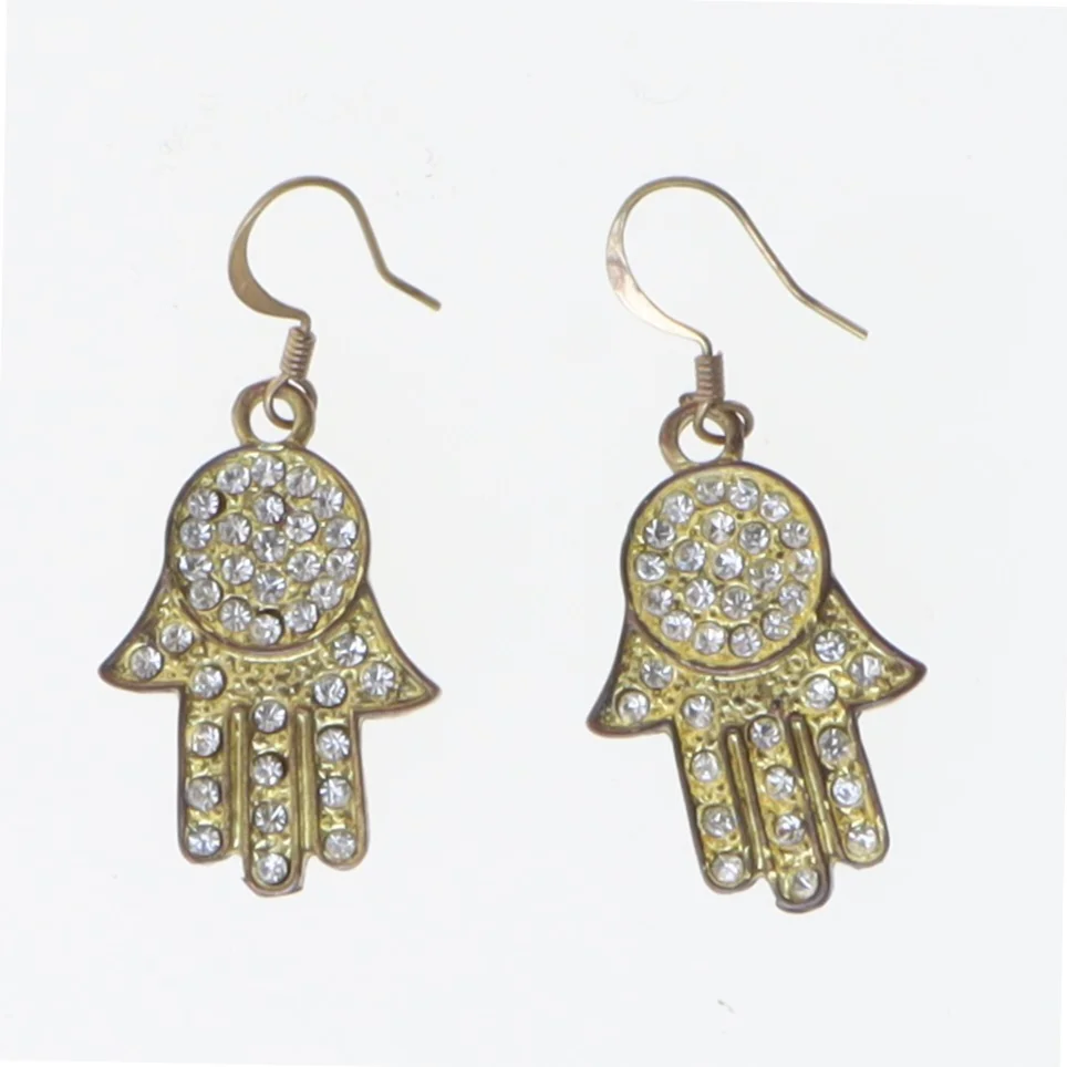 Hamsa øreringe med sten (str. 4 cm)