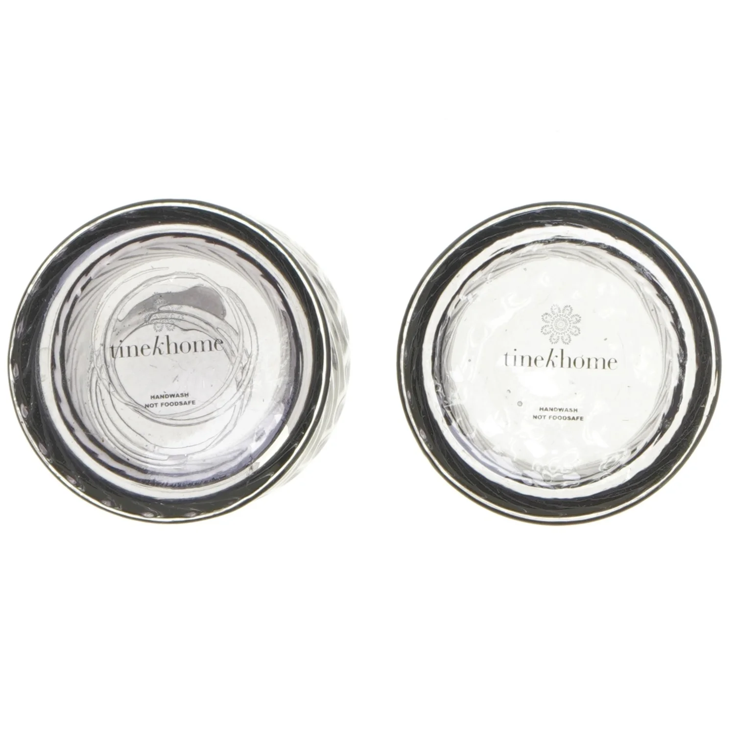 Glas lysestager fra Tinekhome (str. 2 stk Ø 8 cm længde 8,5 cm)