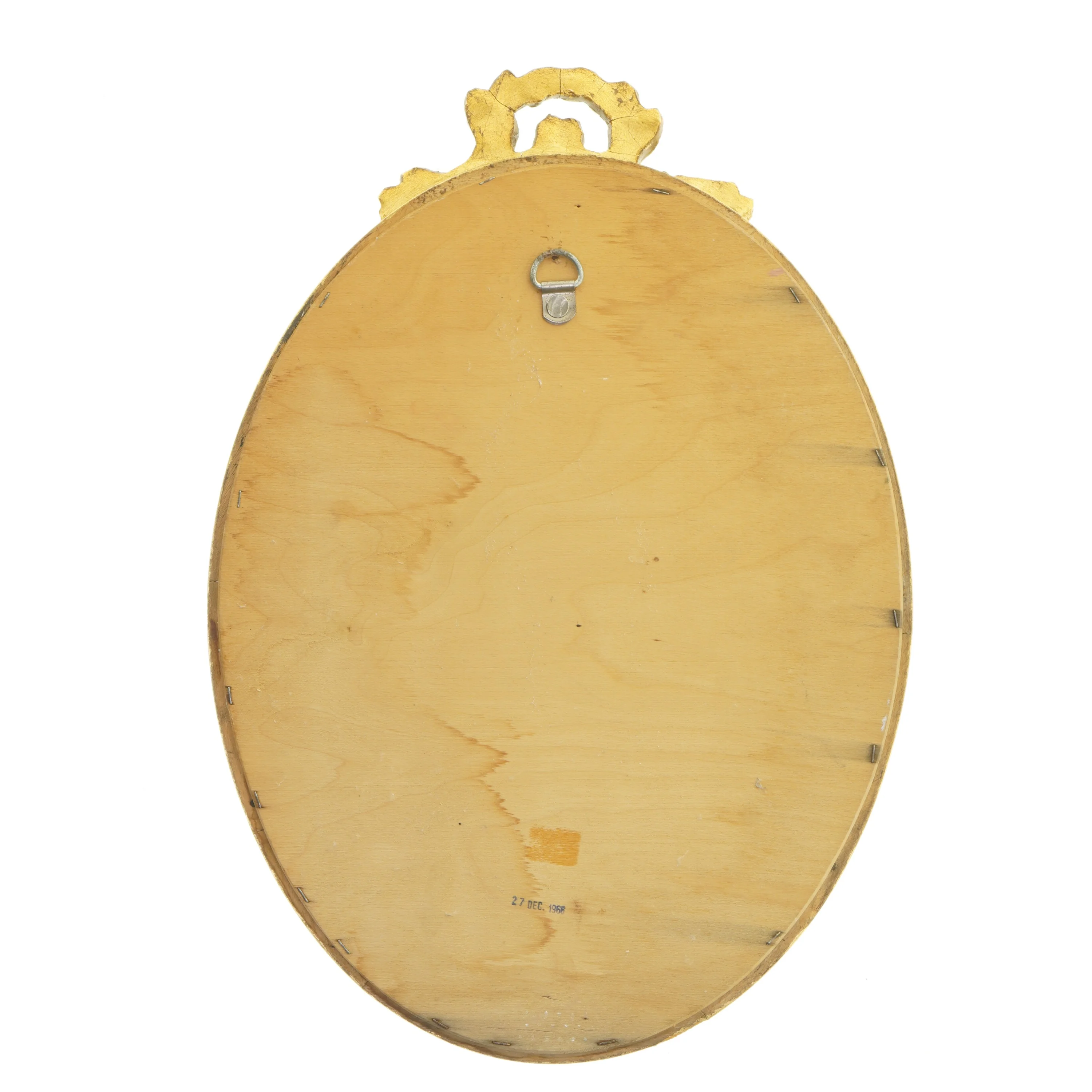 Ovalt spejl med gylden ramme (str. 49x34 cm)