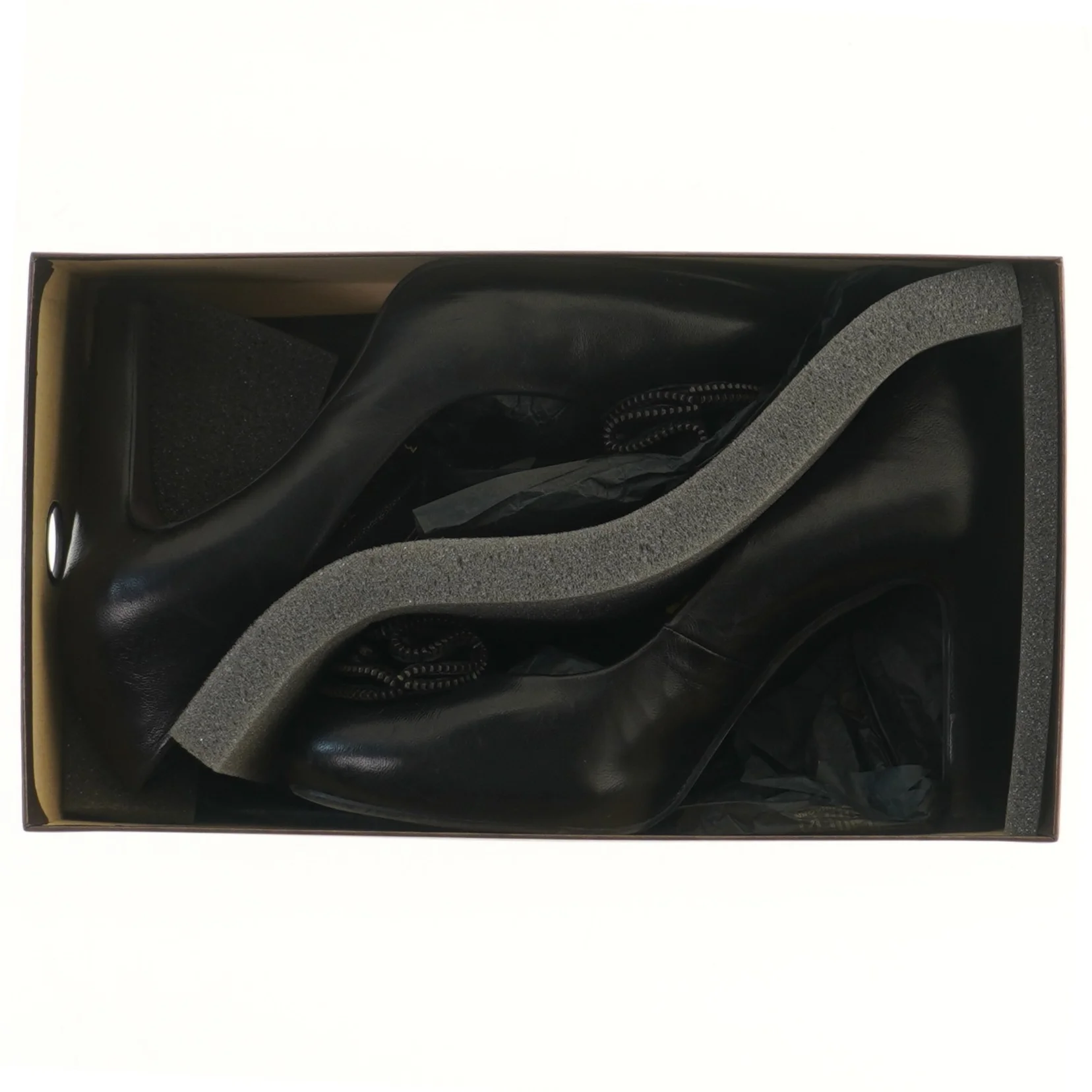 Sort højhælede sko med pynt fra Billi Bi (str. 39 )