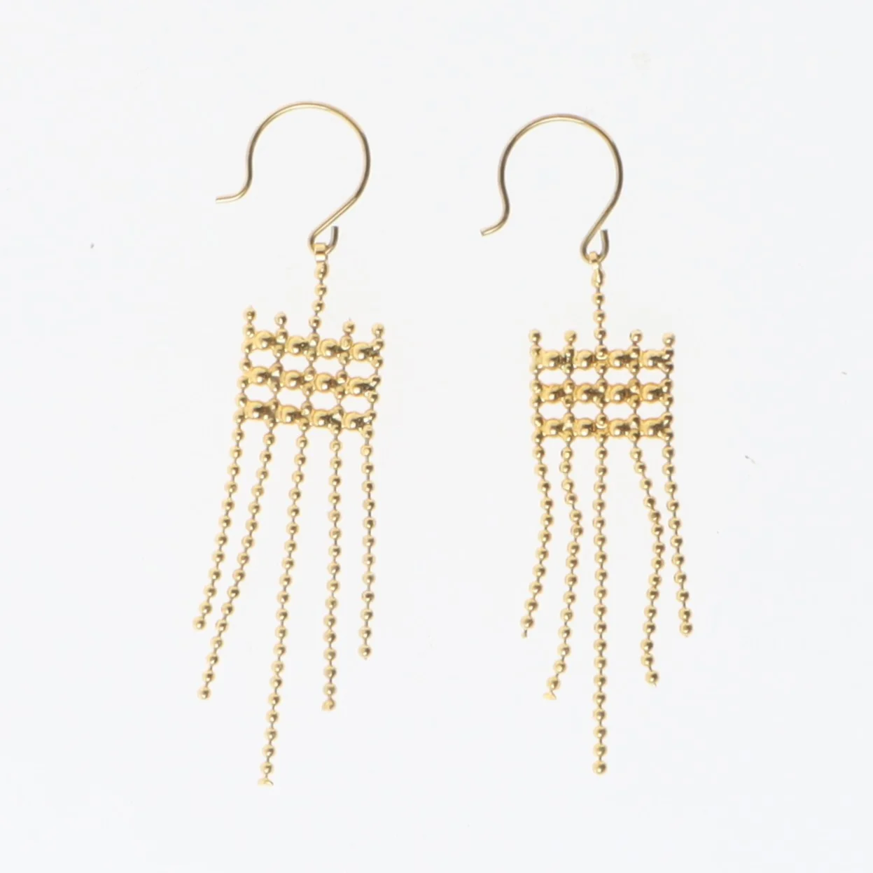 Guld øreringe med kæder (str. 6 cm)