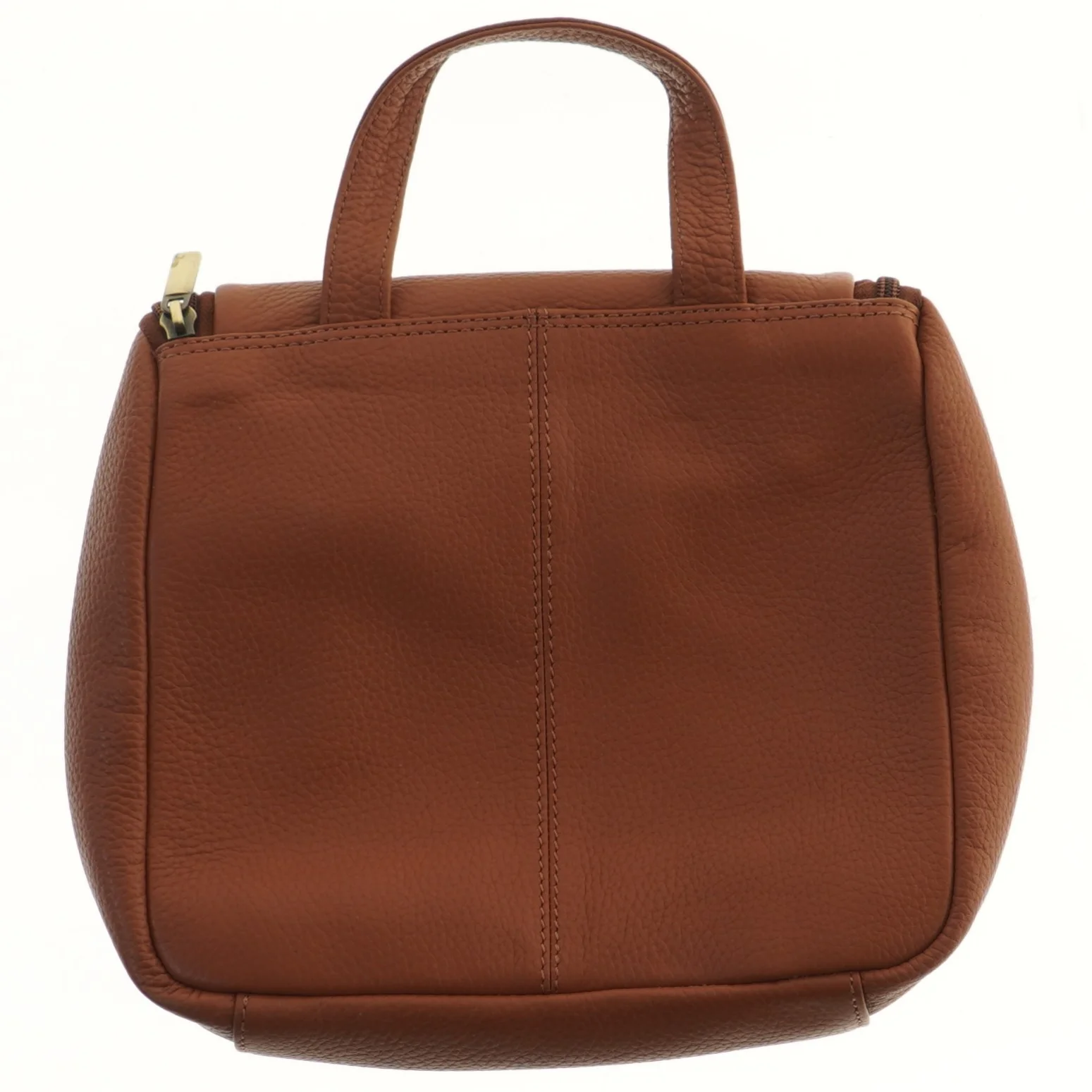 Brun læder taske (str. 29x24,5 cm)