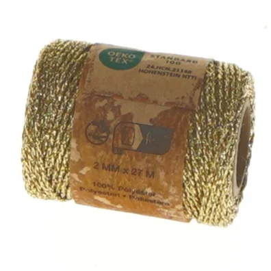 Guldfarvet polyestersnor fra Søstrene Grene (str. 27 m 2 mm)