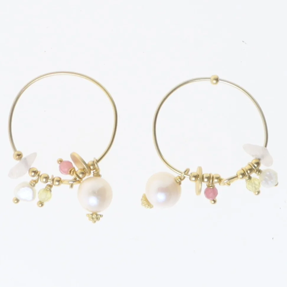 Øreringe med perler og sten (str. Ø 2 cm)