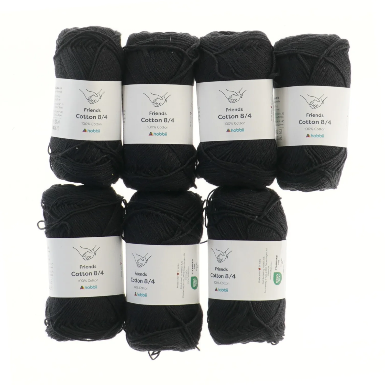 Sort bomuldsgarn - 7 stk fra Friends (str. 7 stk 160 m cm)
