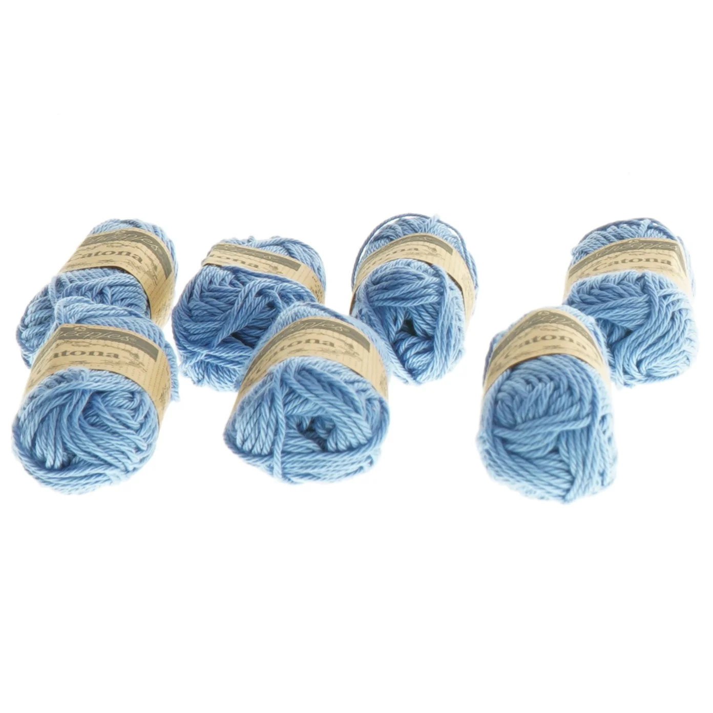 Bomuldsgarn, blå, 7 stk fra Scheepjes (str. 7 stk 25 m cm)