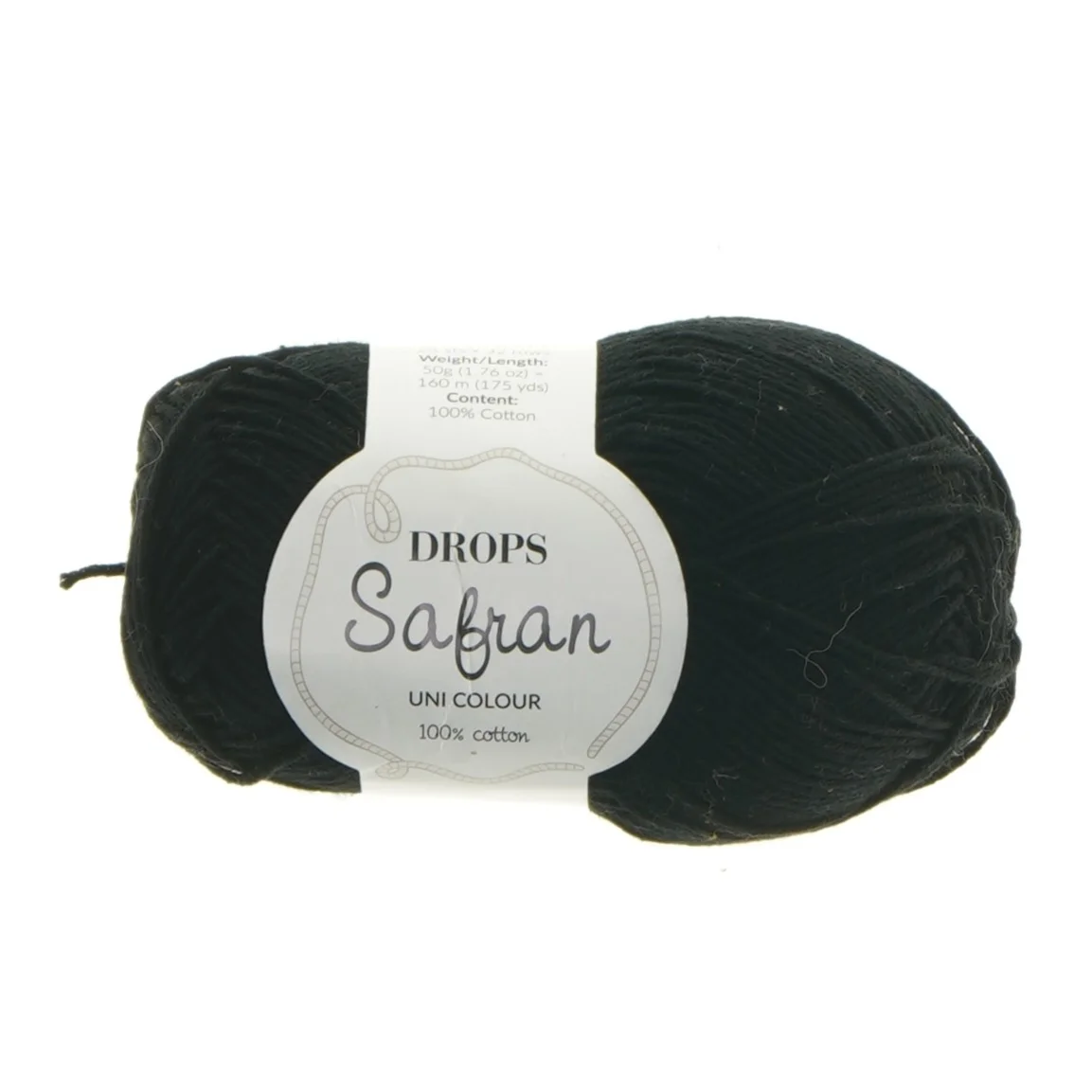 Sort bomuldsgarn fra Drops (str. 160 m 3 mm)