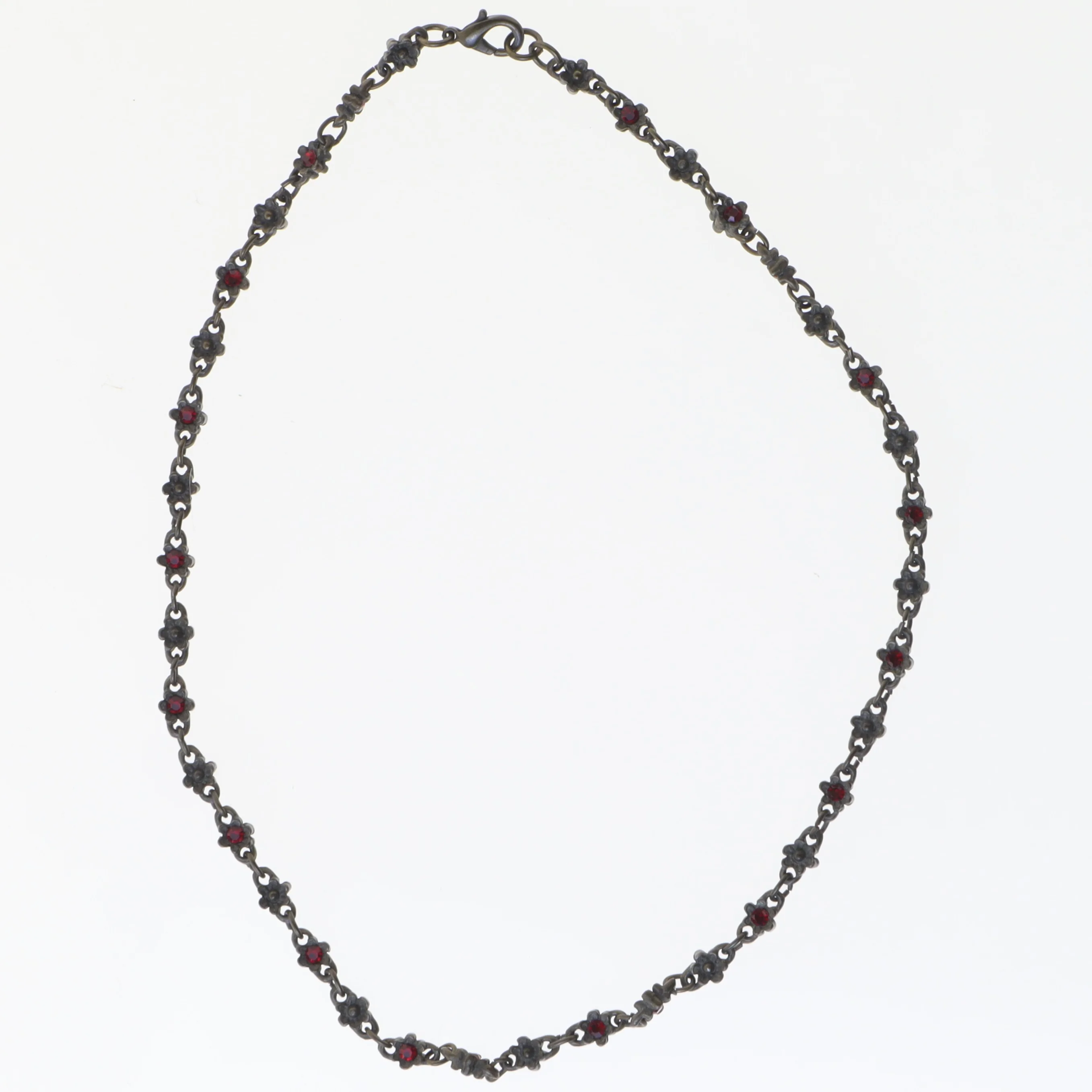 Smykkesæt med rød sten (str. 19 og 43 cm)