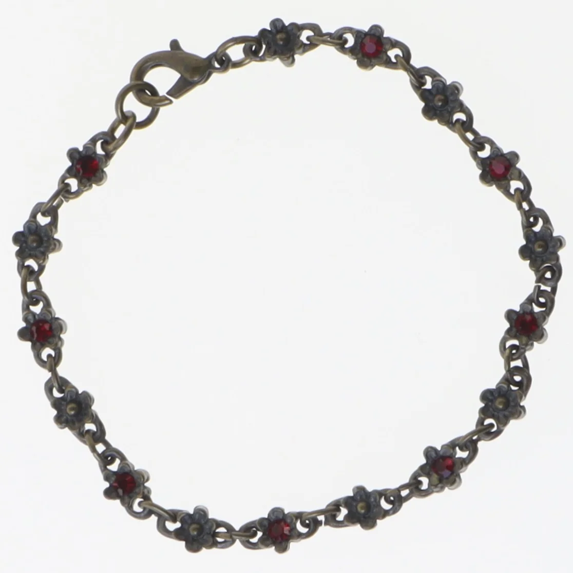 Smykkesæt med rød sten (str. 19 og 43 cm)