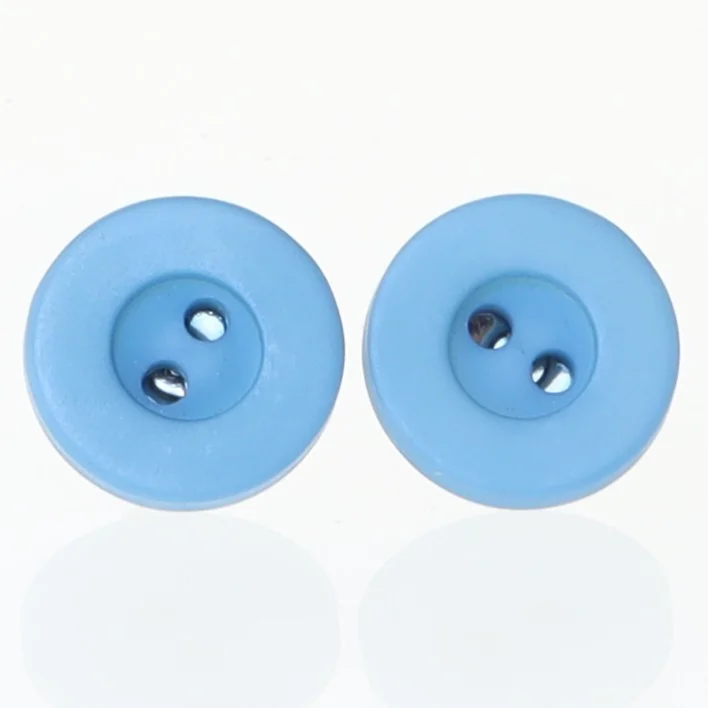 Blå knapformede øreringe (str. 1 cm)