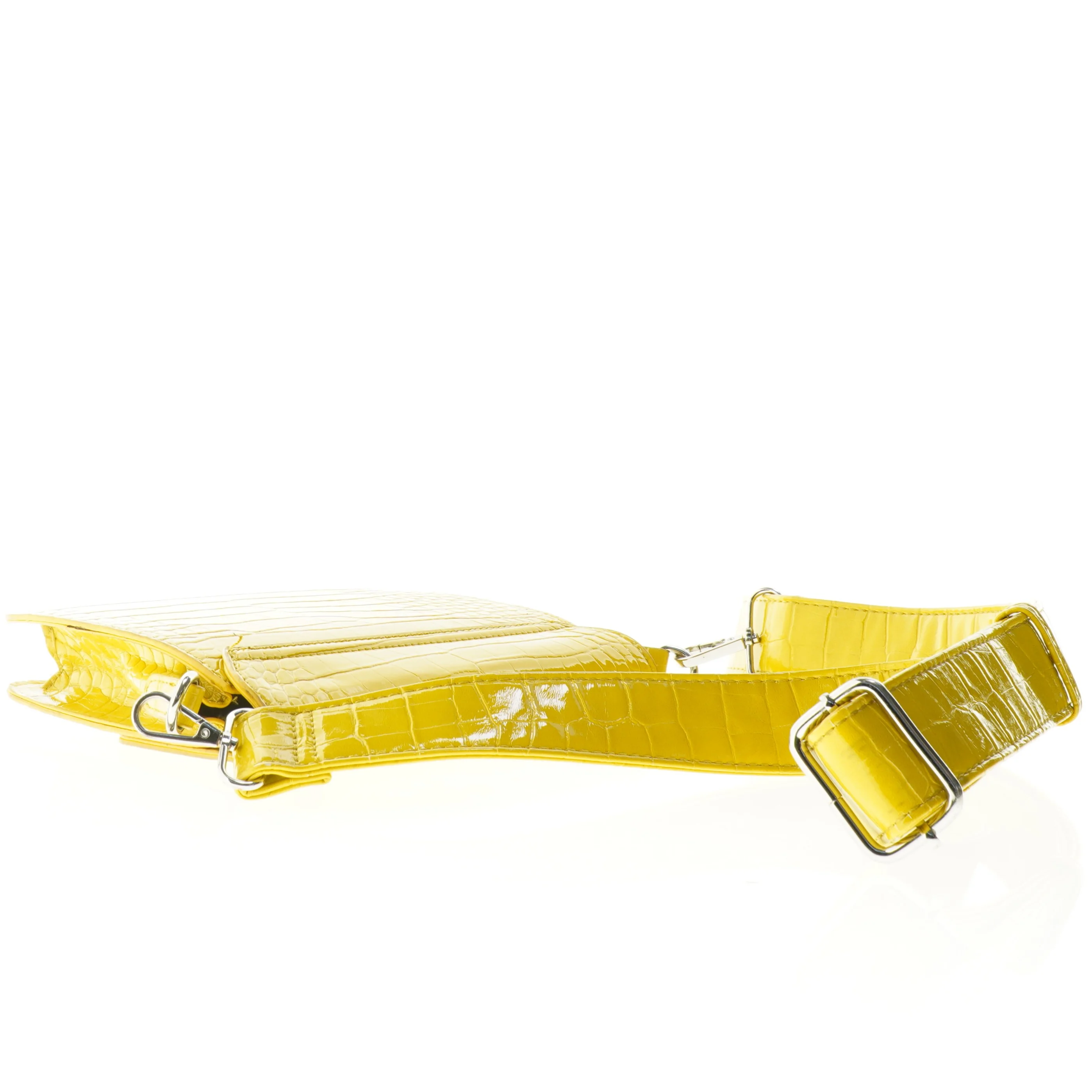 Gul skuldertaske med krokodillemønster (str. 21 x 18 cm)