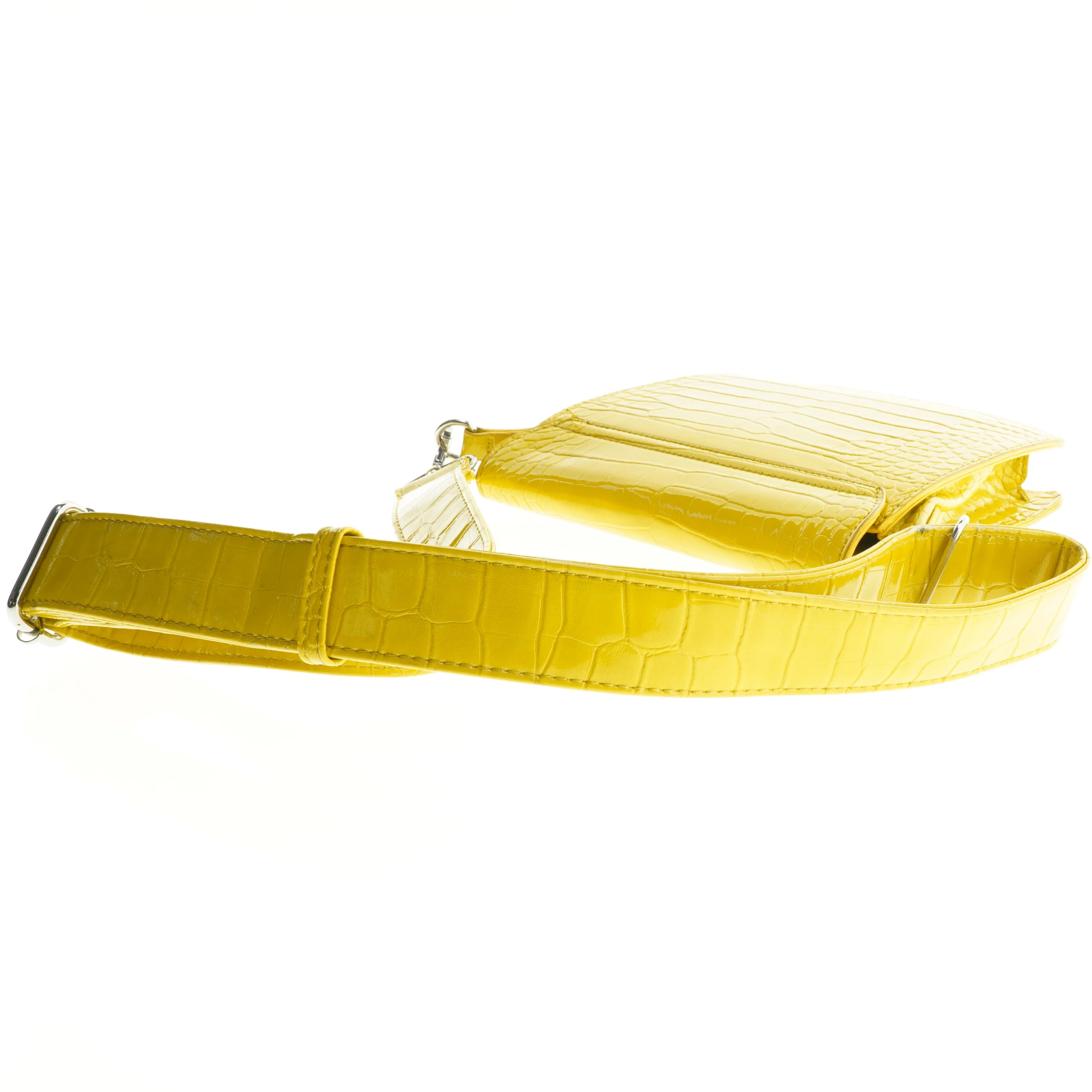 Gul skuldertaske med krokodillemønster (str. 21 x 18 cm)