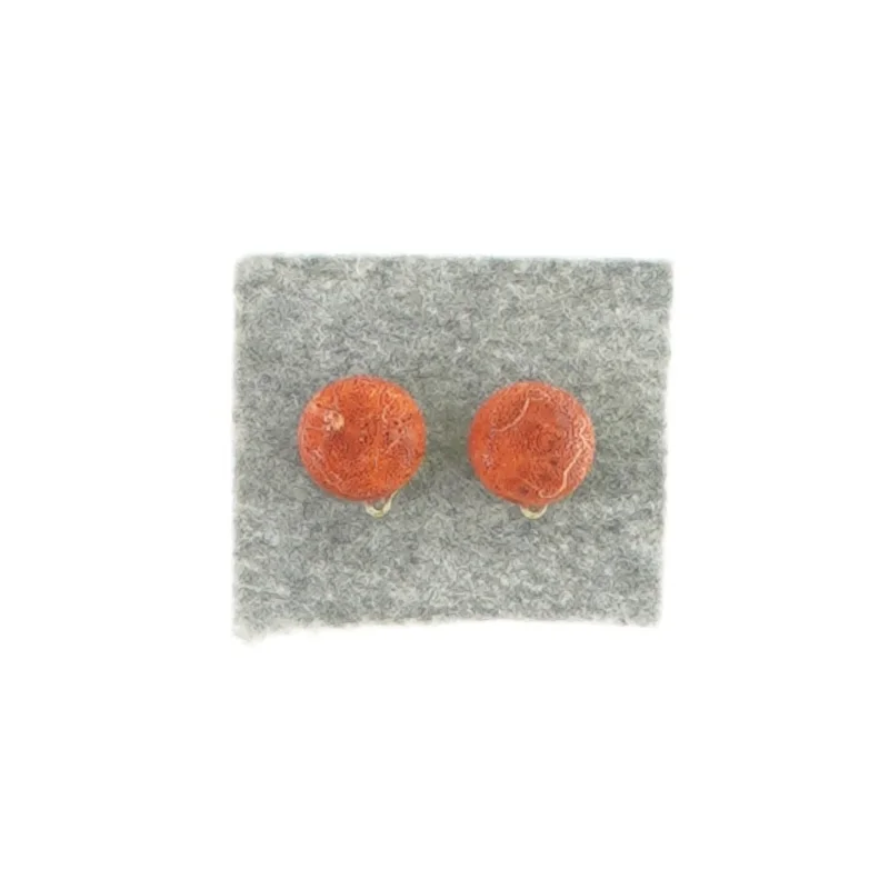 Ædelkoral clips øreringe (str. Ø: 2 cm)