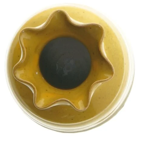 Lille gul / orange keramik vase (str. Ø 4 cm længde 7 cm)