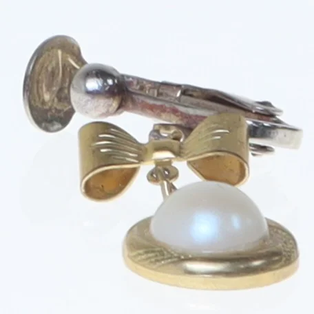 Ørering med perle og sløjfe-design (str. 3 cm)