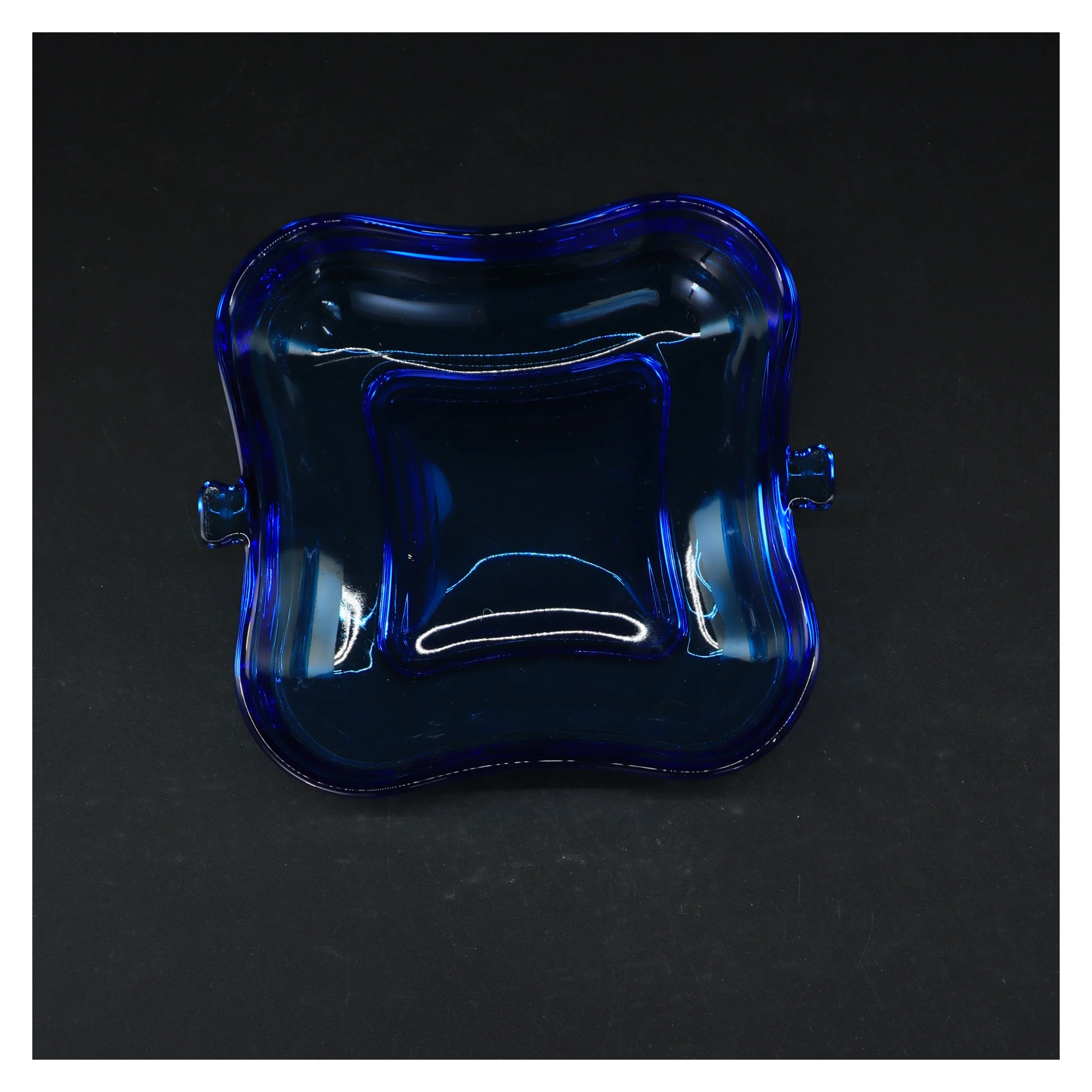 Blåt glasfad (str. 17,5 cm)