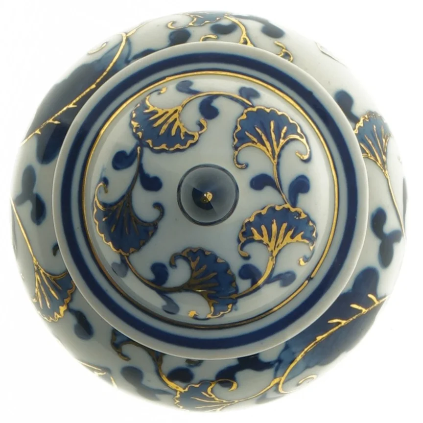 Dekoreret krukke med låg (str. Ø 9,5x15 cm)