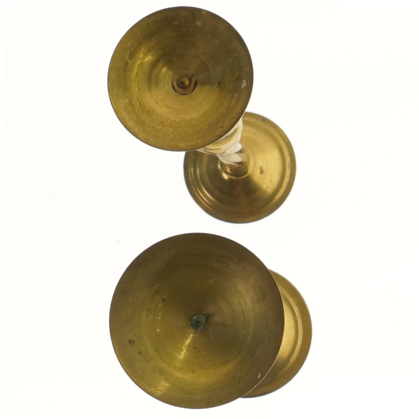 Guldfarvede gamle  lysestager (str. 37 og 32 cm)