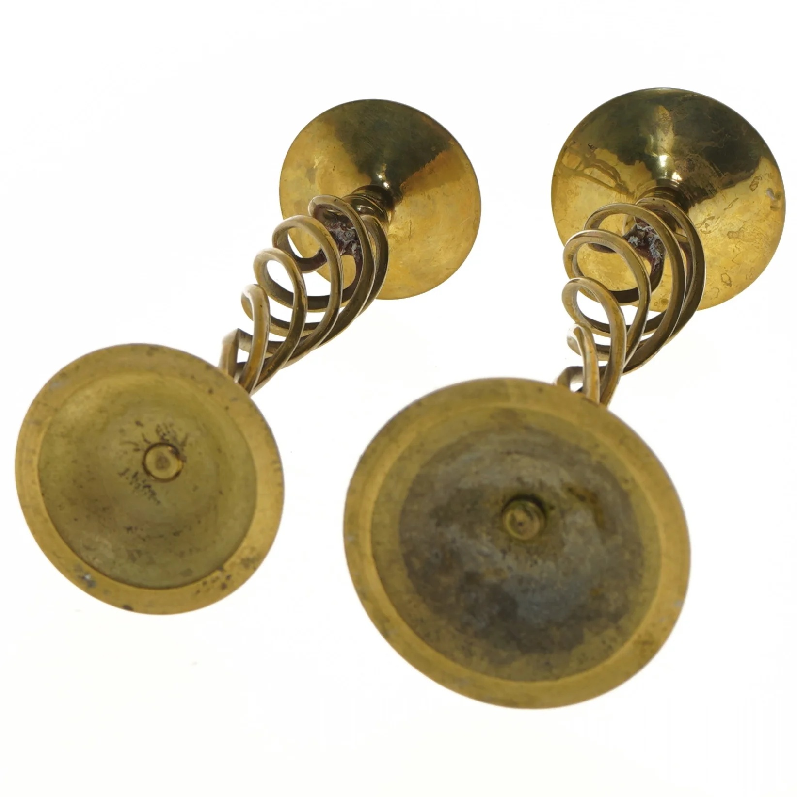 Guldfarvede gamle  lysestager (str. 37 og 32 cm)