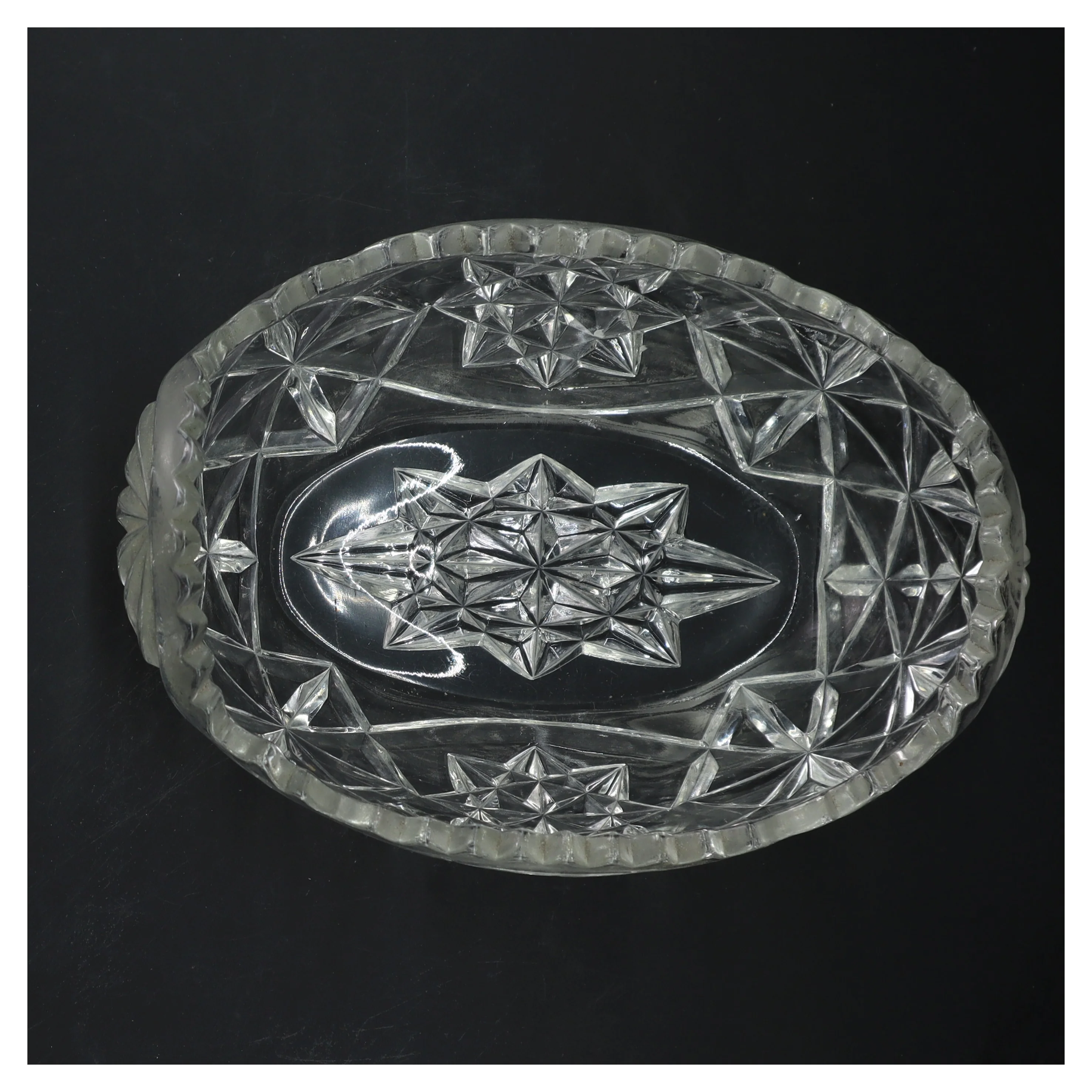 Glasfad med mønster (str. Ø 15xØ 23x 10 cm)