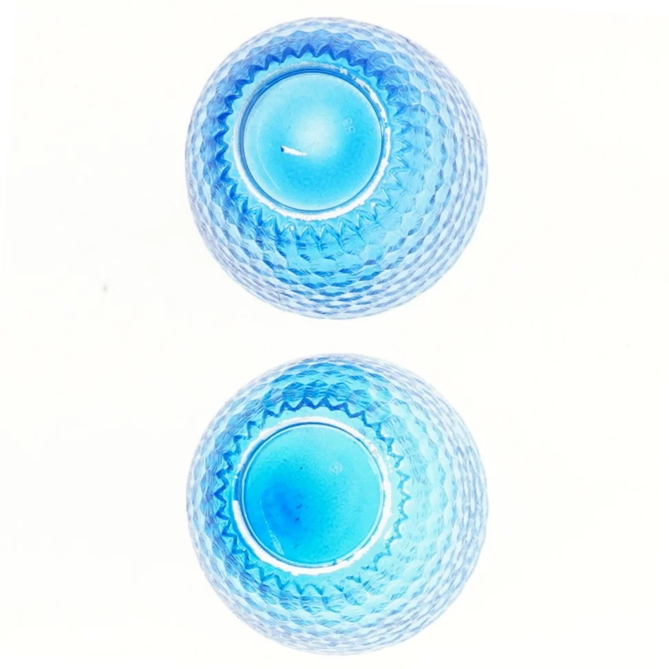 Blå glasvaser (str. Ø 9x8 cm)