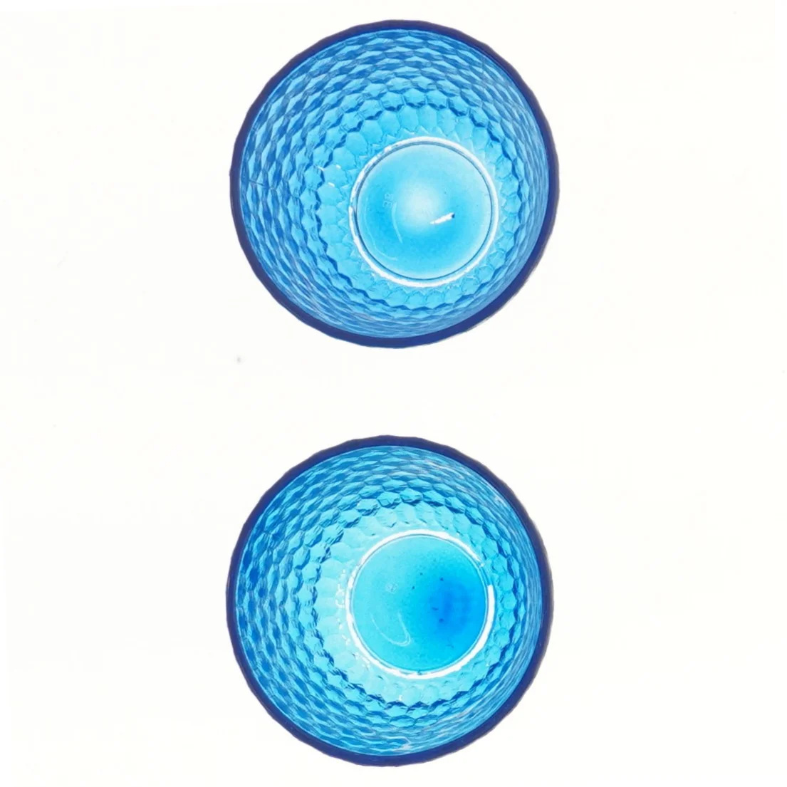 Blå glasvaser (str. Ø 9x8 cm)