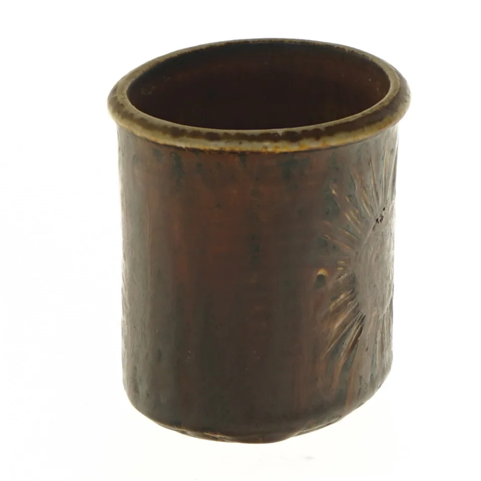 Keramisk vase med solmotiv fra Søholm (str. Ø 9,5x10 cm)