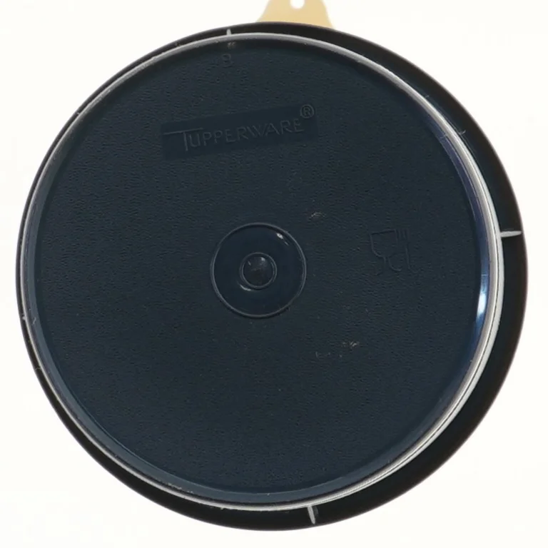 Plastikbeholder med låg fra Tupperware (str. Ø 14 cm længde 10,5 cm)